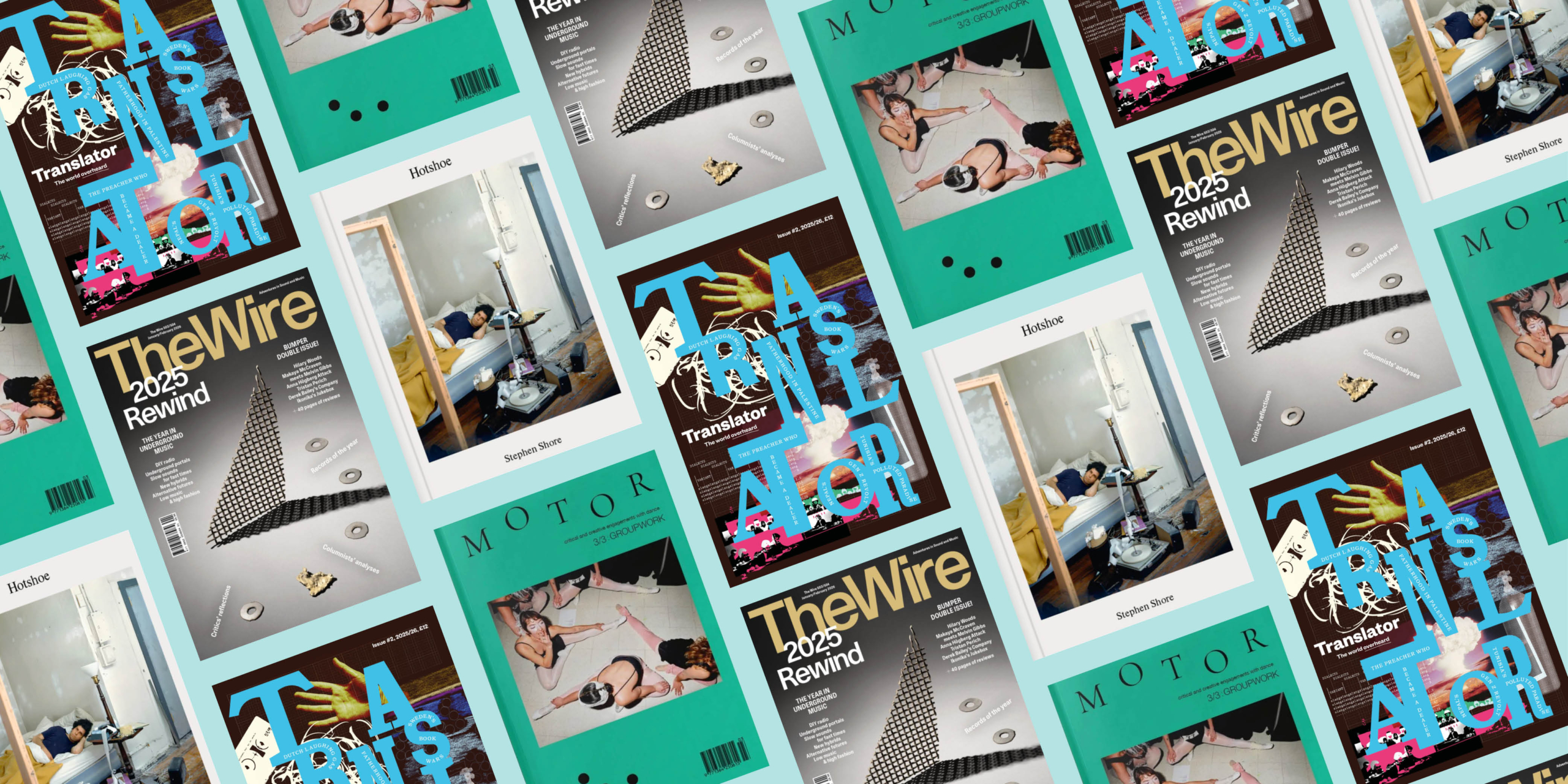 Hotshoe magazine, Motor magazine, Translator magazine and The Wire magazine